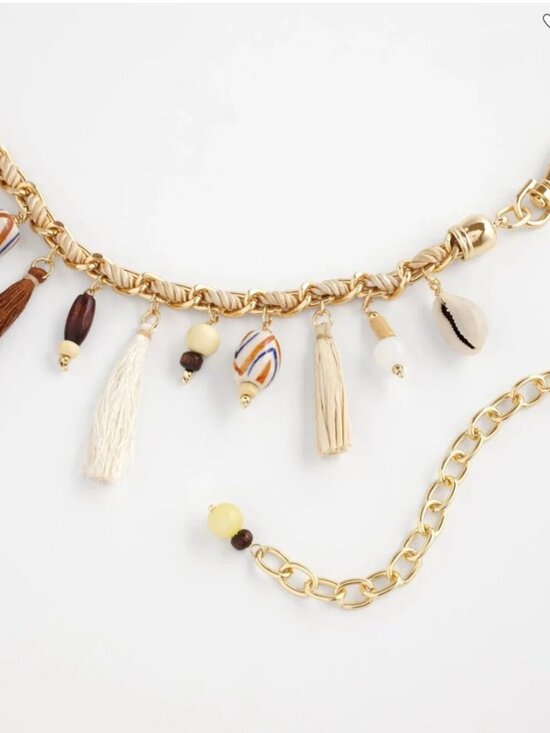 Novelty Beaded Chain Belt – Natural – One Size – NWT